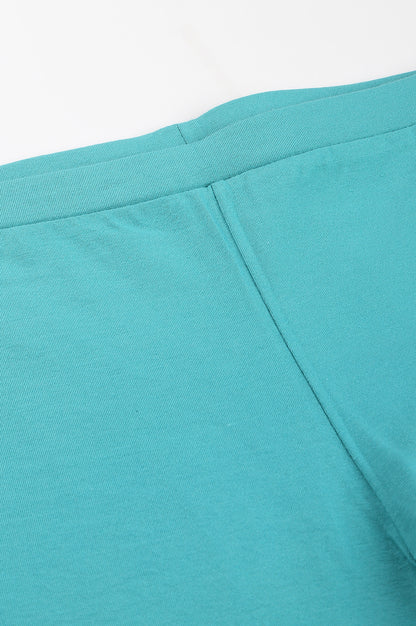 Light Blue Solid Knitted Women Tights