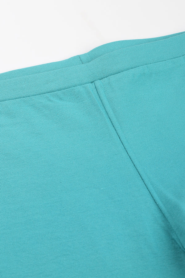 Light Blue Solid Knitted Women Tights