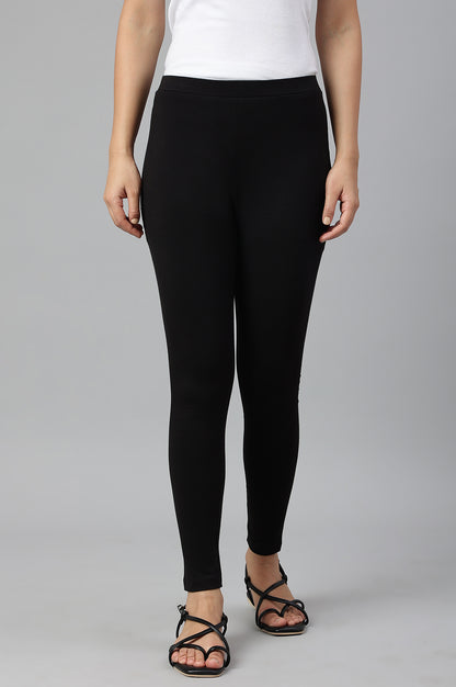 Black Knitted Cotton Lycra Tights