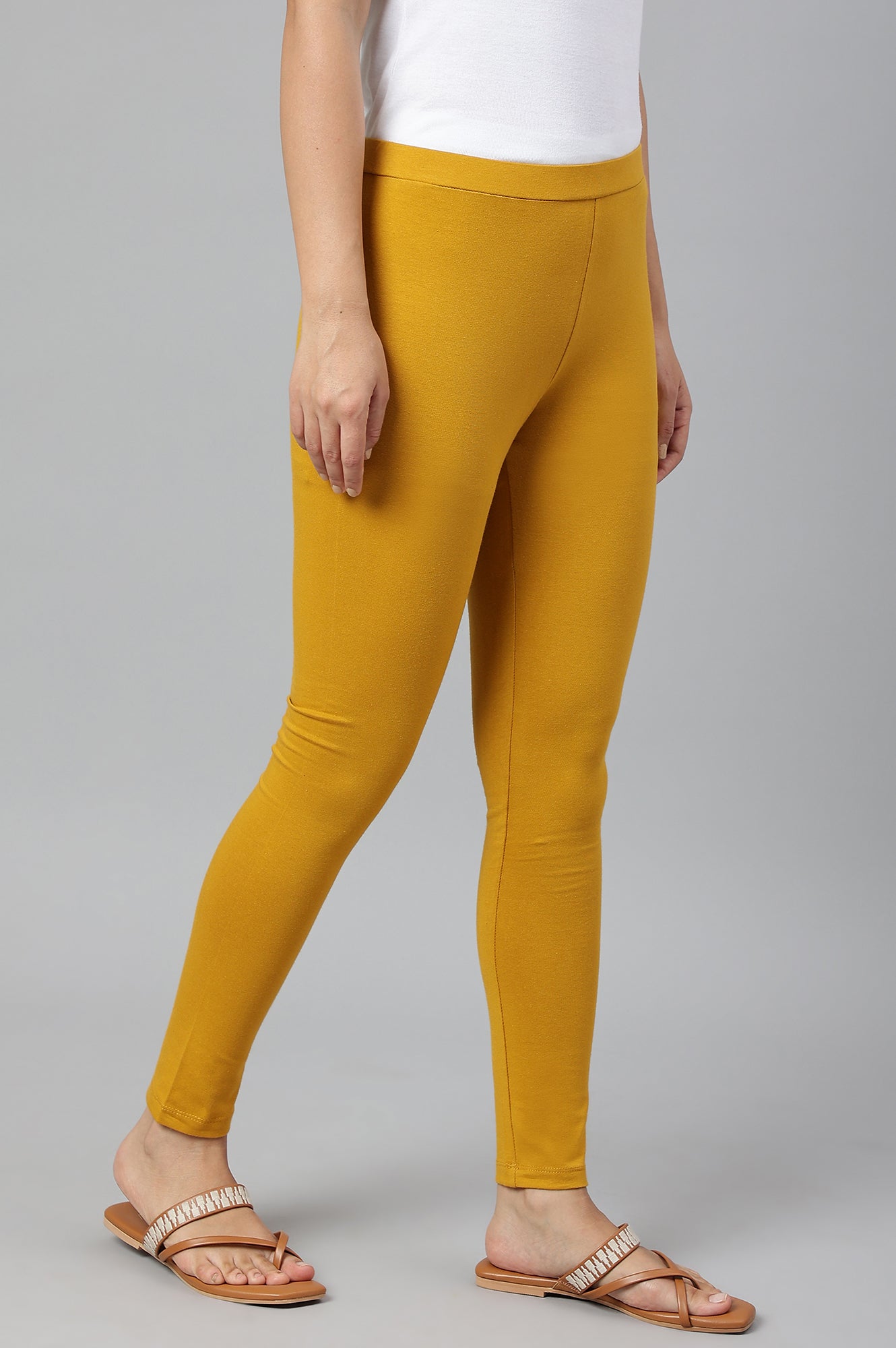 Mustard Knitted Cotton Lycra Tights