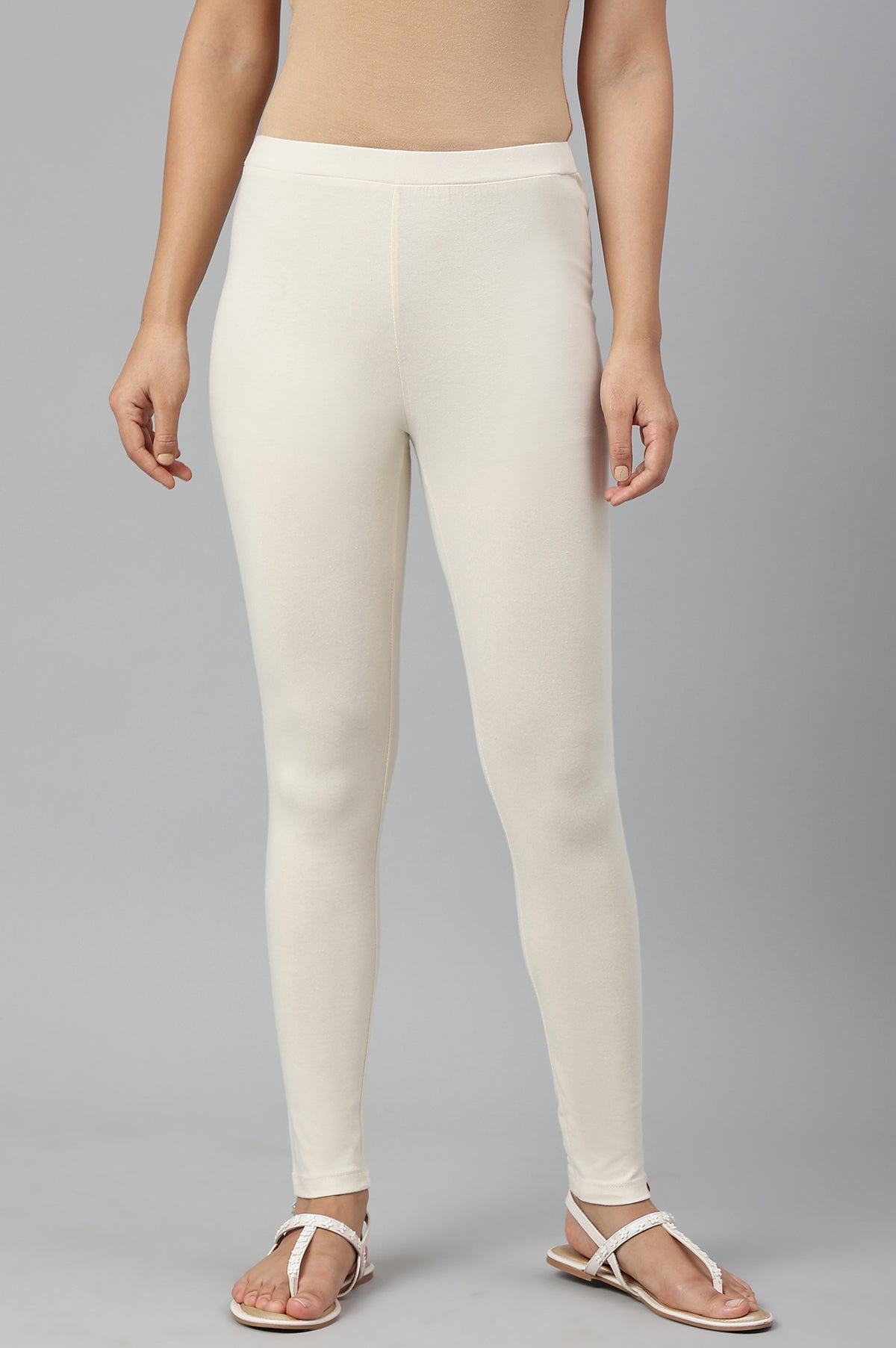 Ecru Knitted Cotton Lycra Tights - S