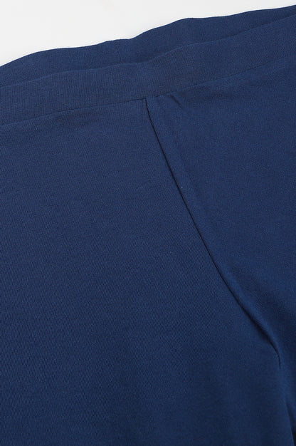 Navy Knitted Cotton Lycra Tights