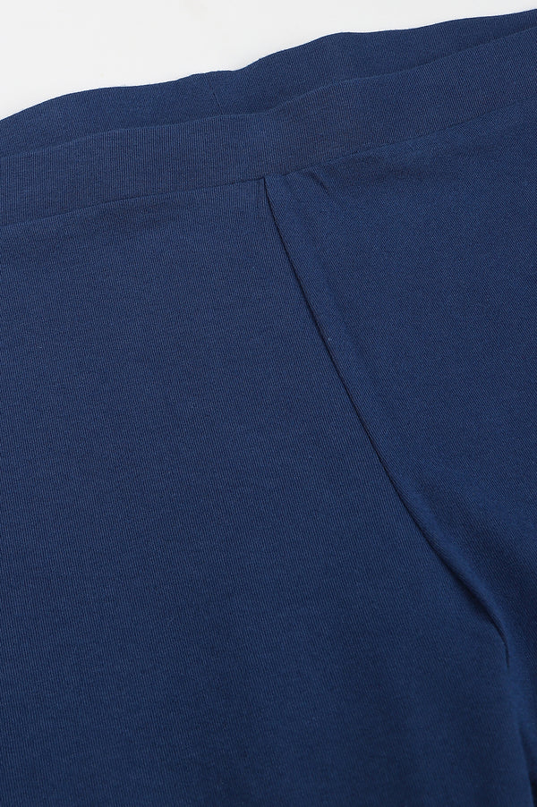 Navy Knitted Cotton Lycra Tights