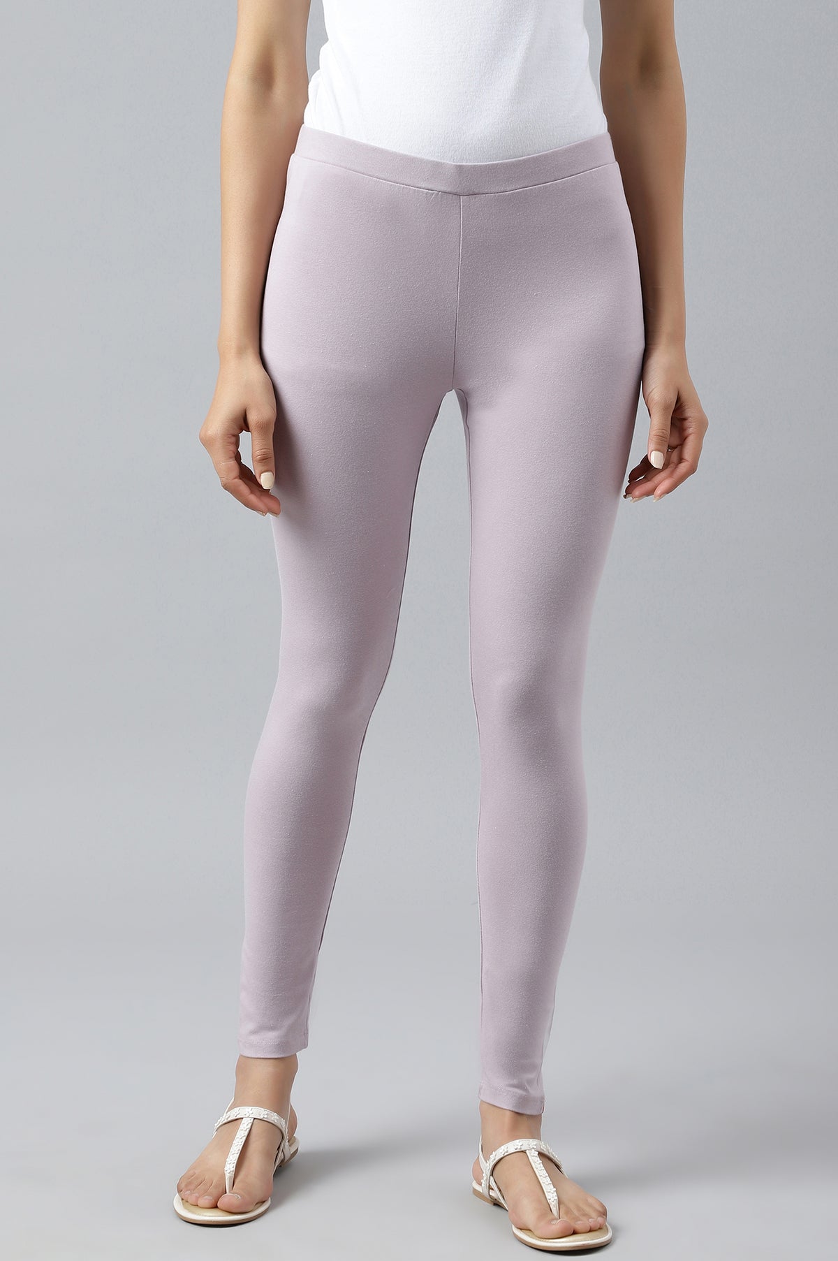 Lilac Cotton Jersy Lycra Tights - S