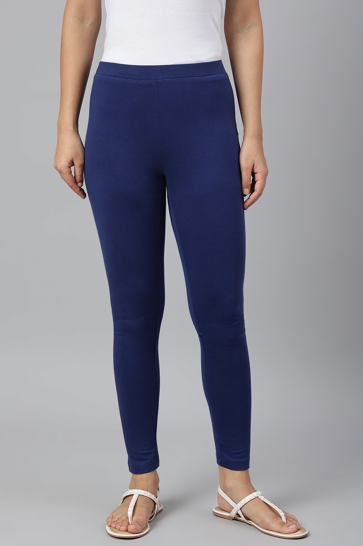 Indigo Knitted Cotton Lycra Tights - S