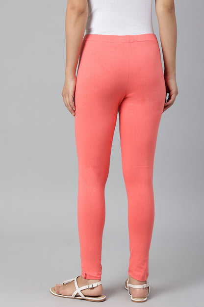 Orange Solid Knitted Women Tights