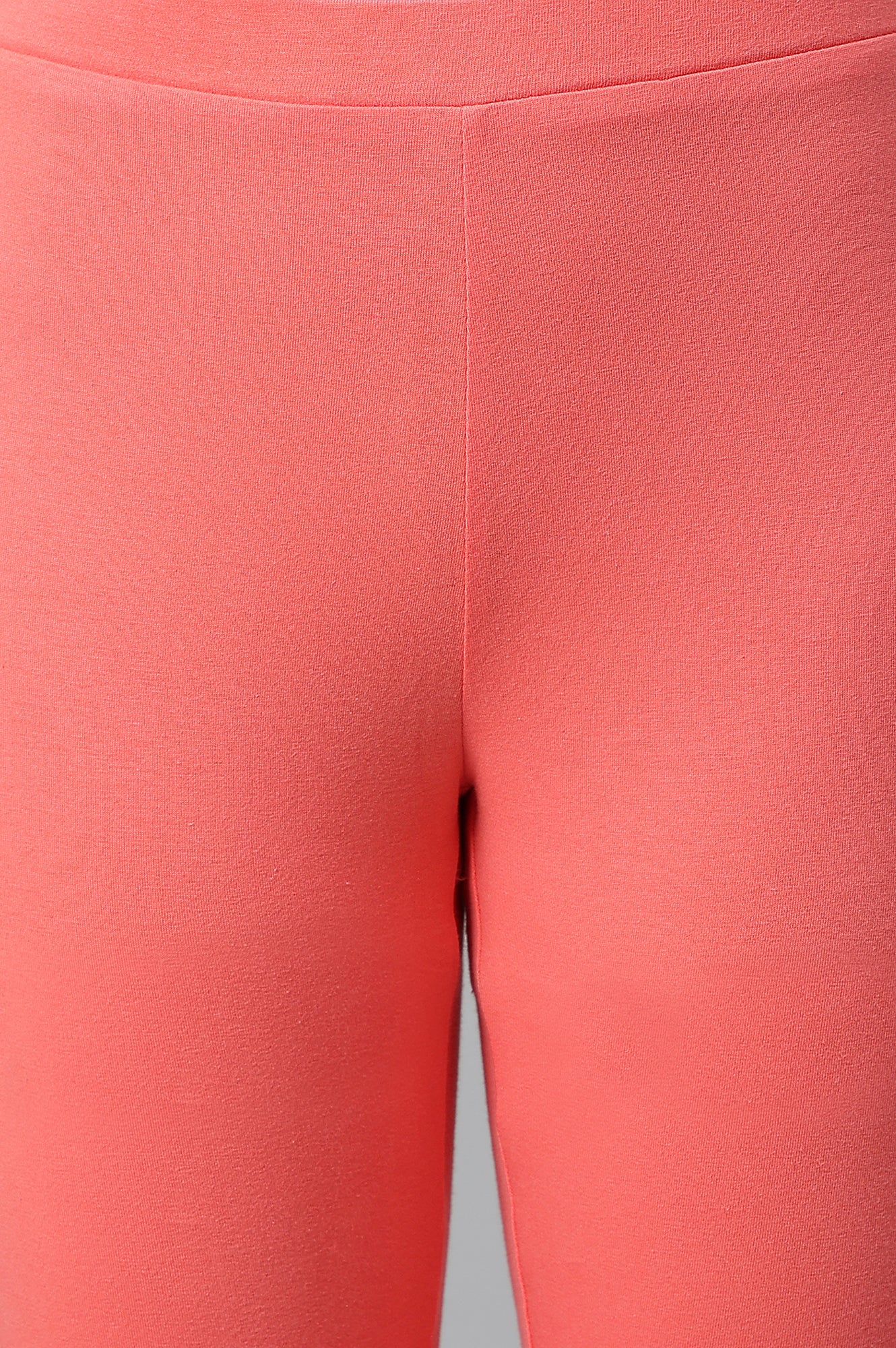 Orange Solid Knitted Women Tights