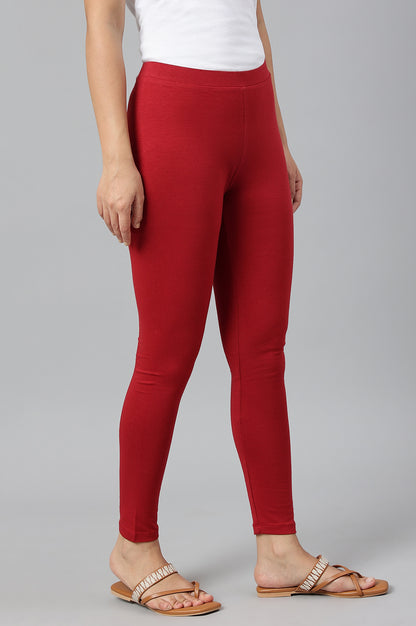 Red Knitted Cotton Lycra Tights
