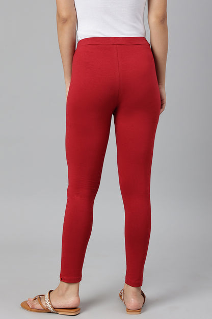 Red Knitted Cotton Lycra Tights