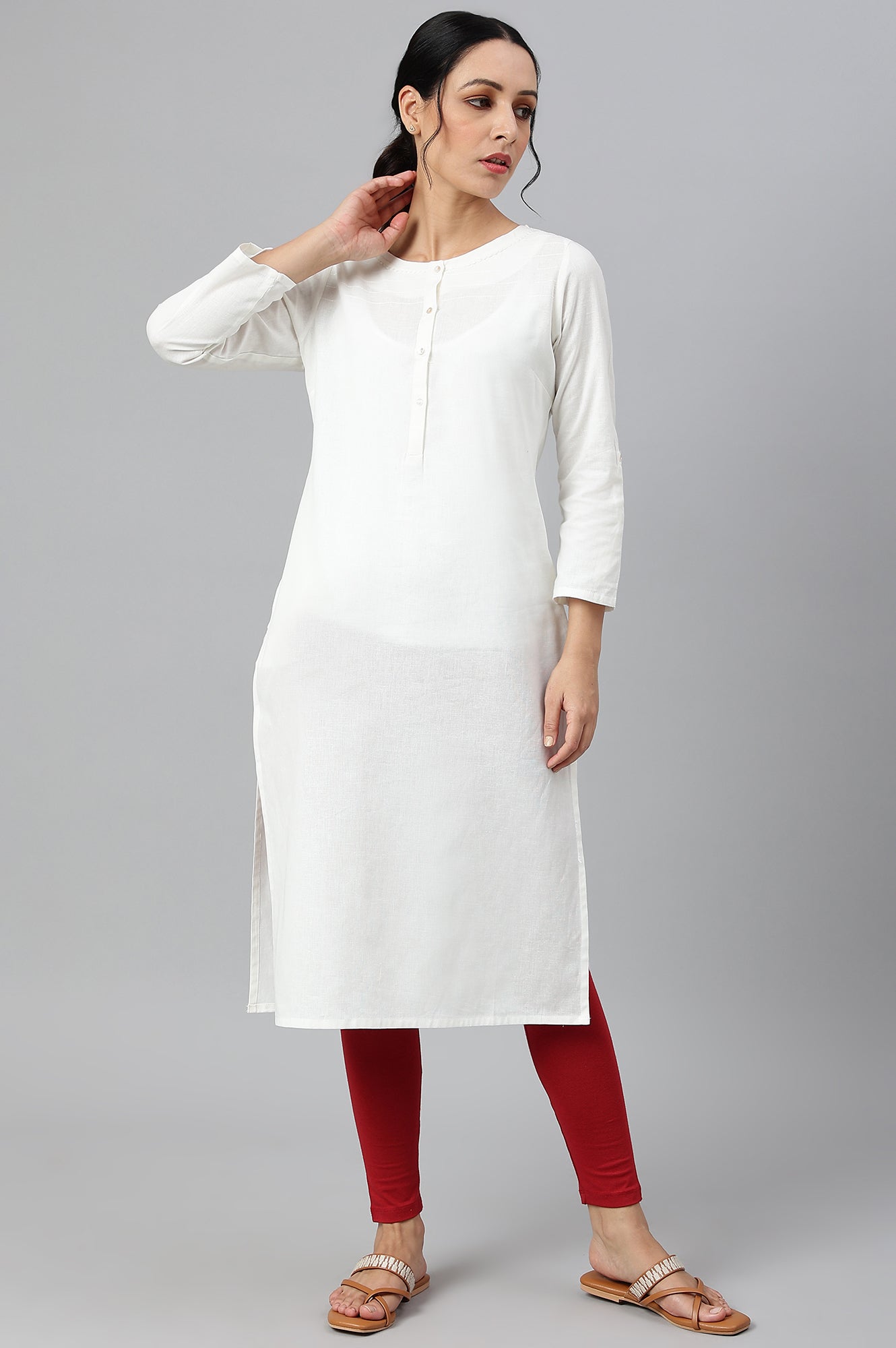 Red Knitted Cotton Lycra Tights