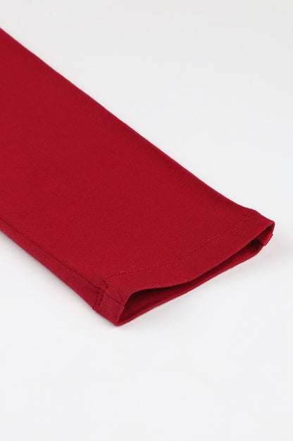 Red Knitted Cotton Lycra Tights