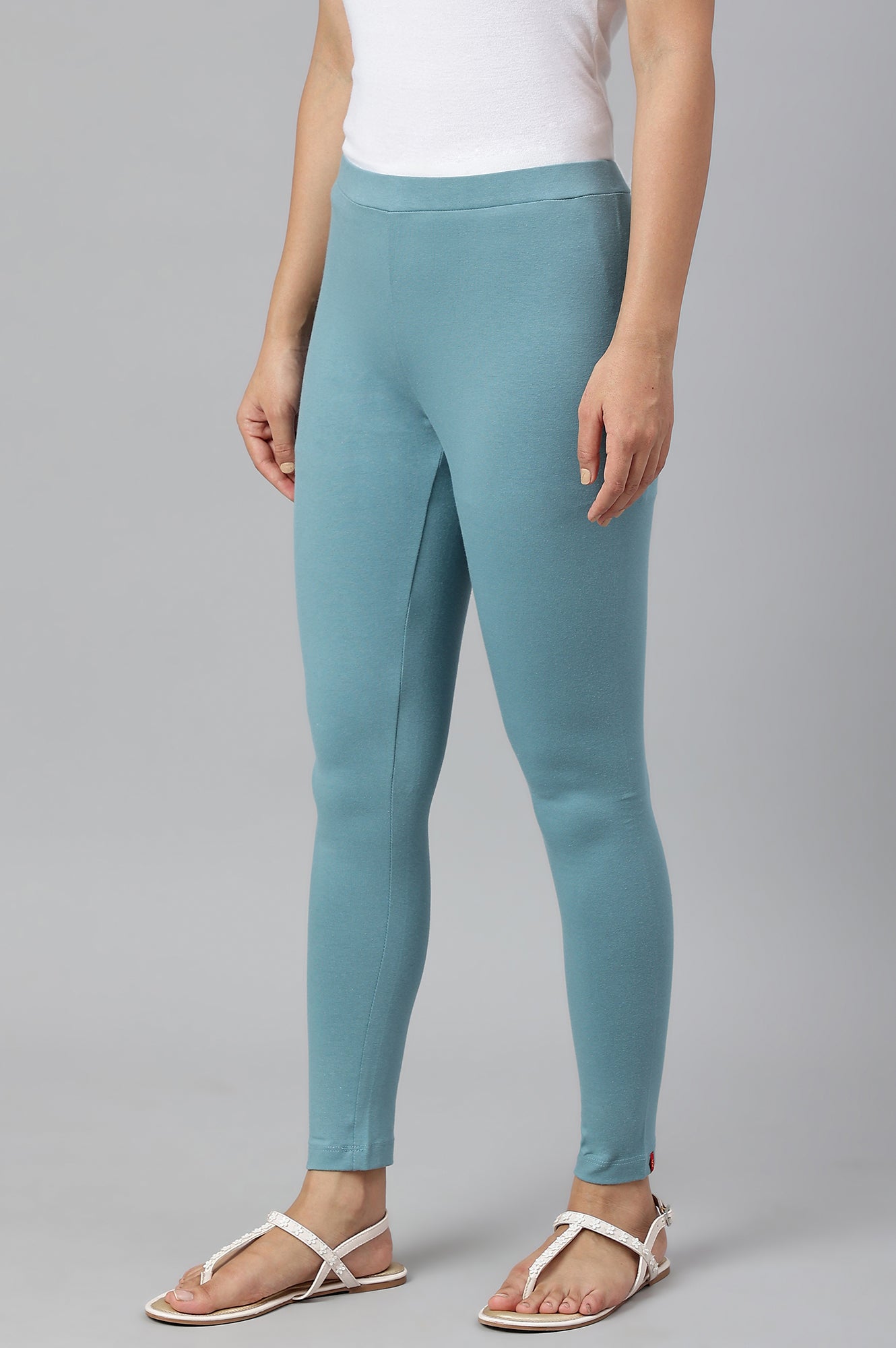 Aqua Knitted Cotton Lycra Tights