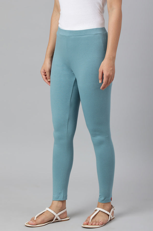 Aqua Knitted Cotton Lycra Tights