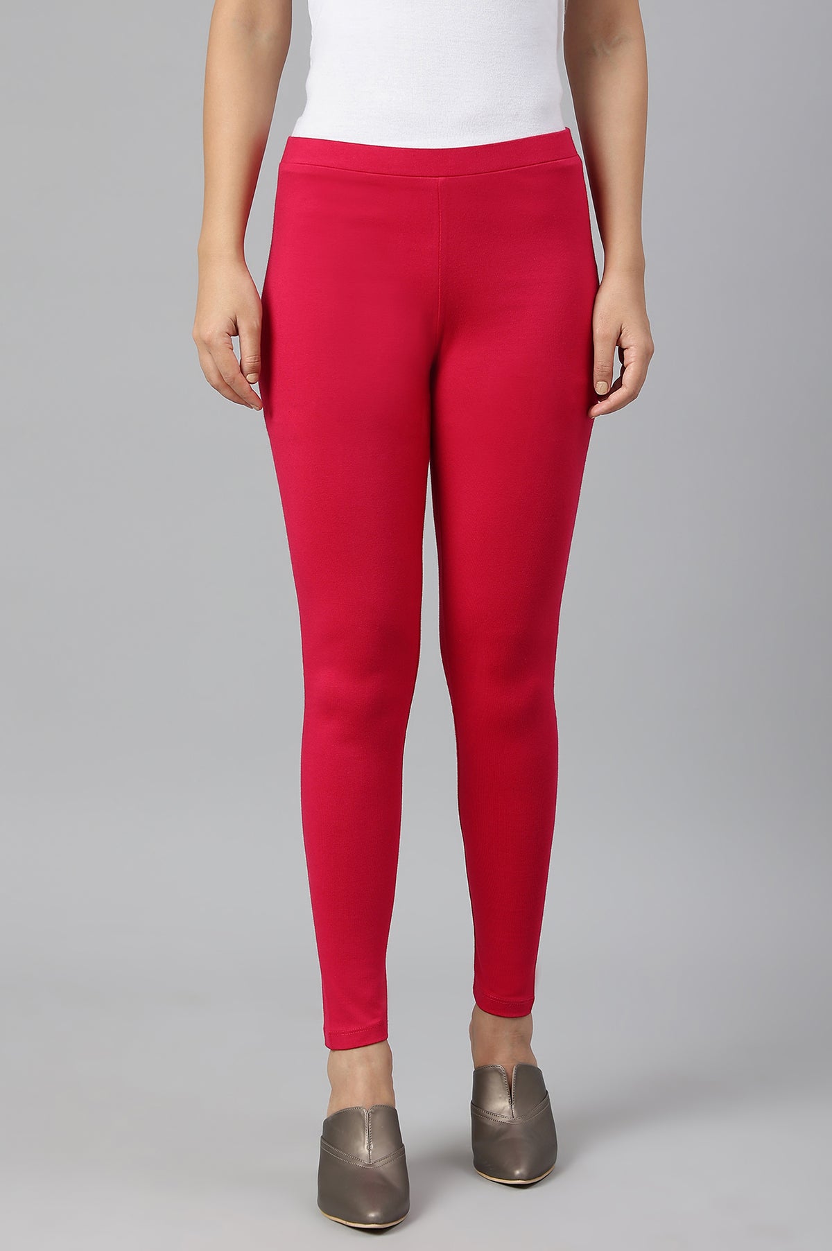 Raspberry Pink Solid Knitted Women Tights - S