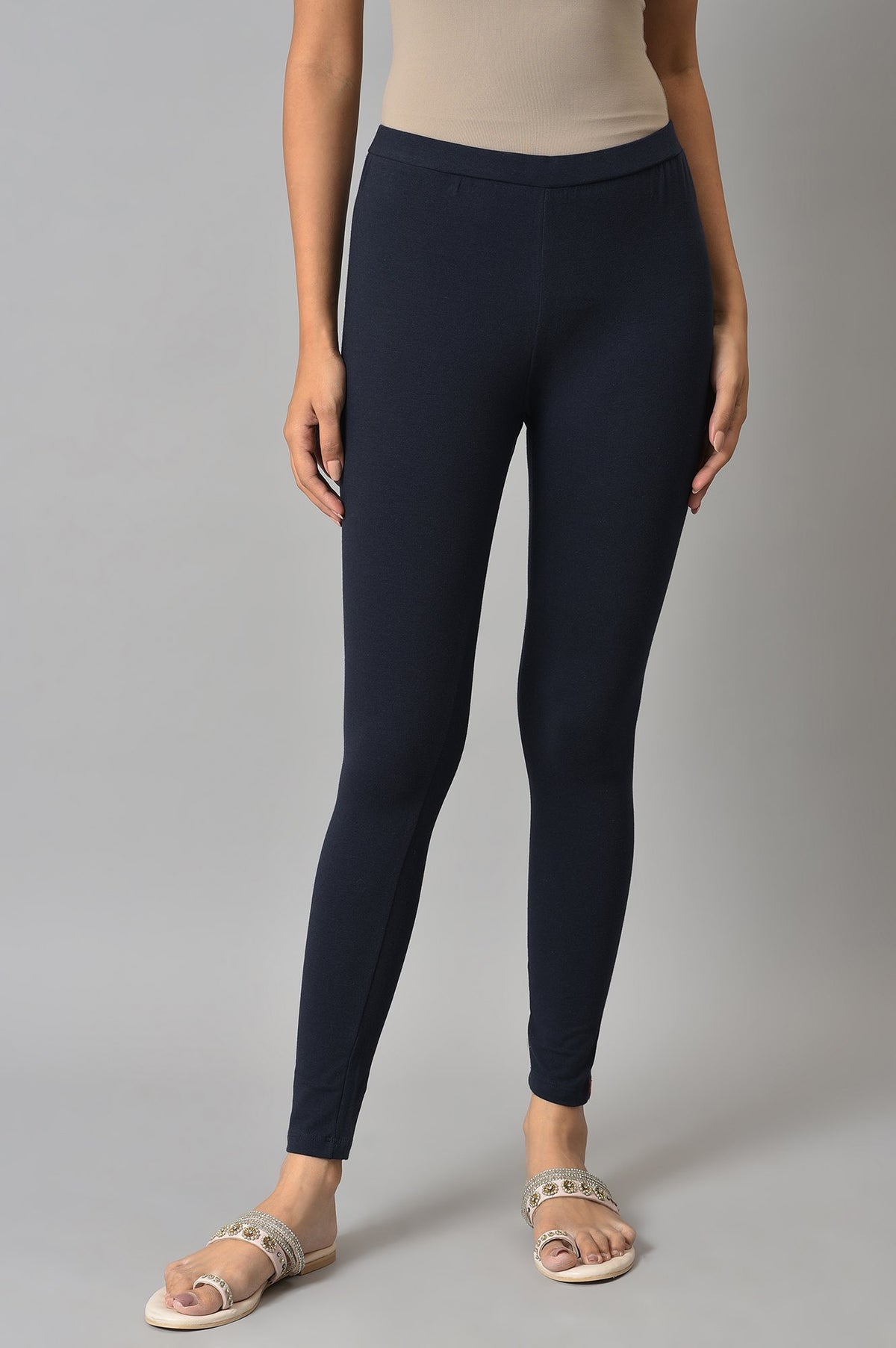 Navy Blue Cotton Jersy Tights - S