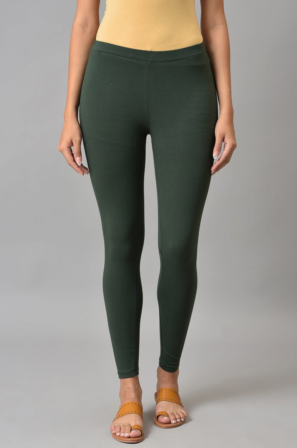 Clove Green Cotton Jersy Tights - L