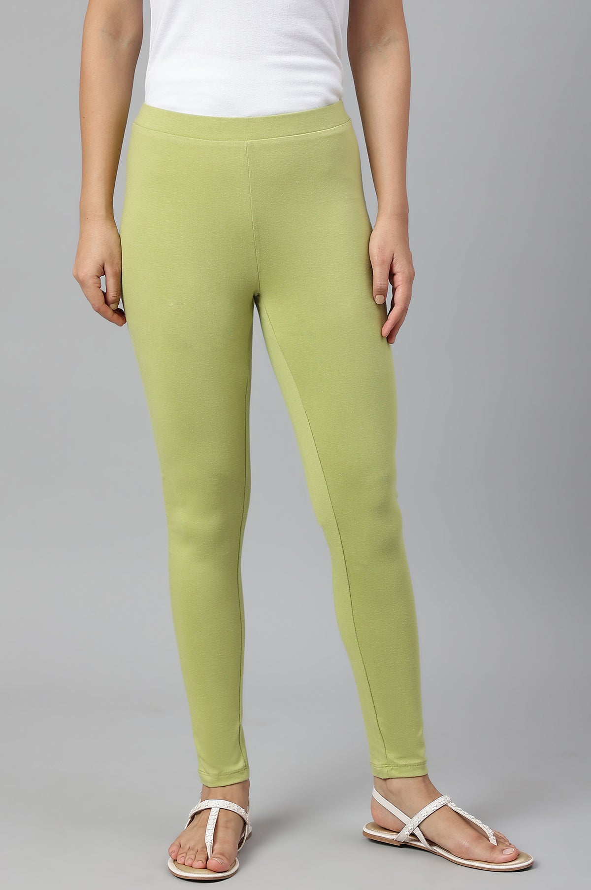 Pistachio Green Cotton Jersy Tights - S