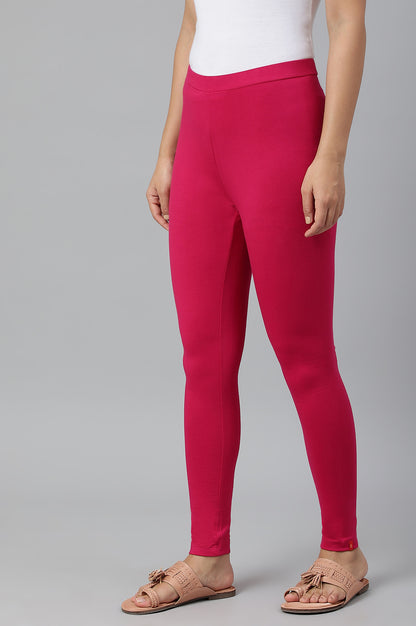 Berry Pink Solid Knitted Women Tights