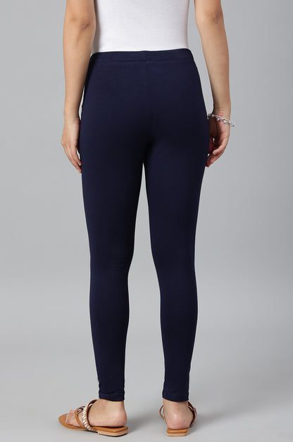 Navy Blue Solid Knitted Women Tights