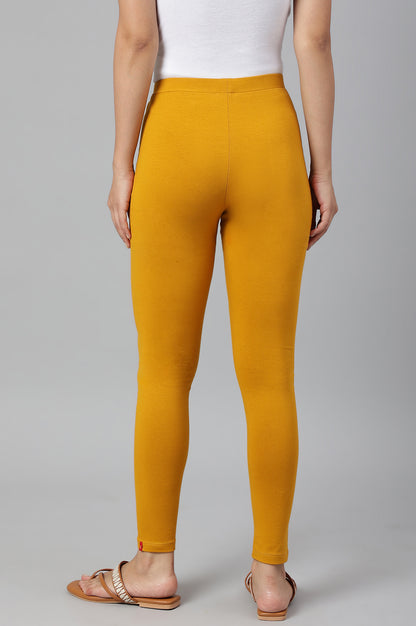 Mustard Solid Knitted Women Tights