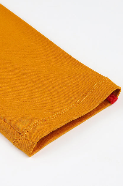 Mustard Solid Knitted Women Tights