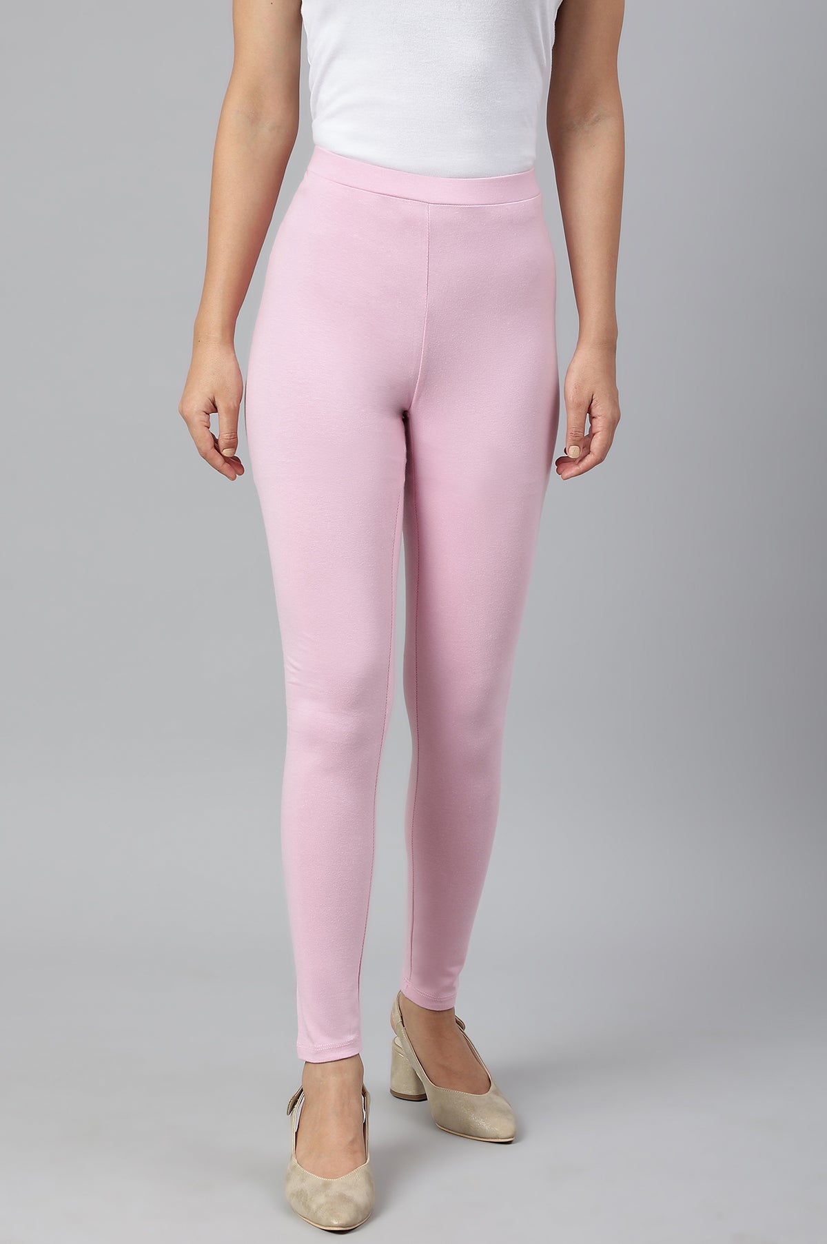 Cameo Pink Solid Knitted Women Tights - S