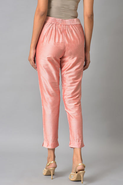 Light Pink Paisley Rayon Straight Kurta and Slim Pant Set