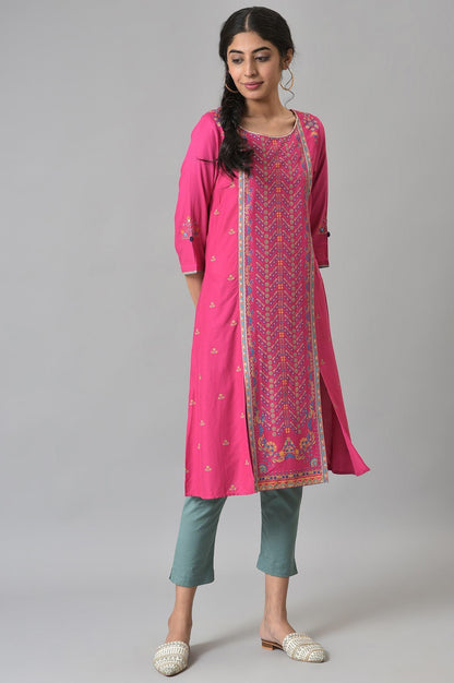 Aqua Blue Cotton Blend Slim Pants - wforwoman