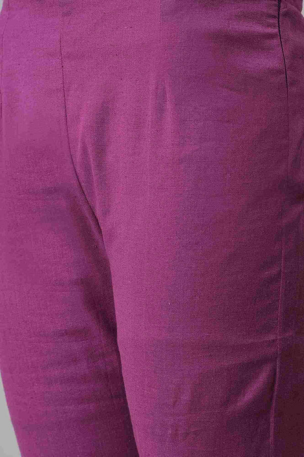 Orchid Purple Cotton Blend Slim Pants