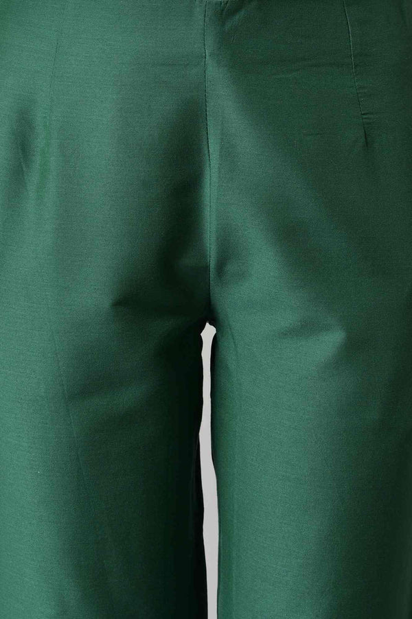 Dark Green Solid Women'S Slim Pants