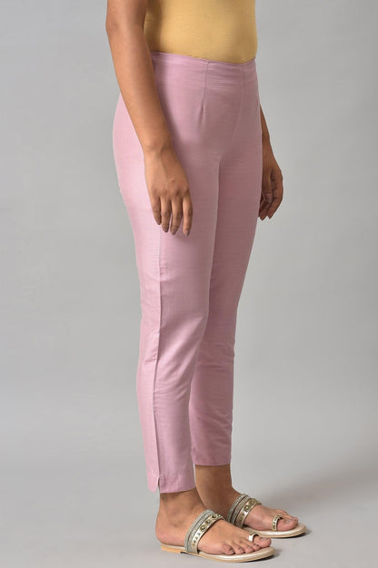 Light Pink Solid Women Slim Pants - wforwoman