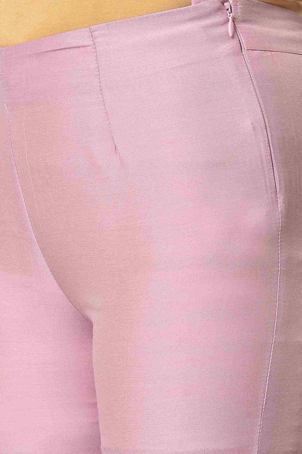 Light Pink Solid Women Slim Pants