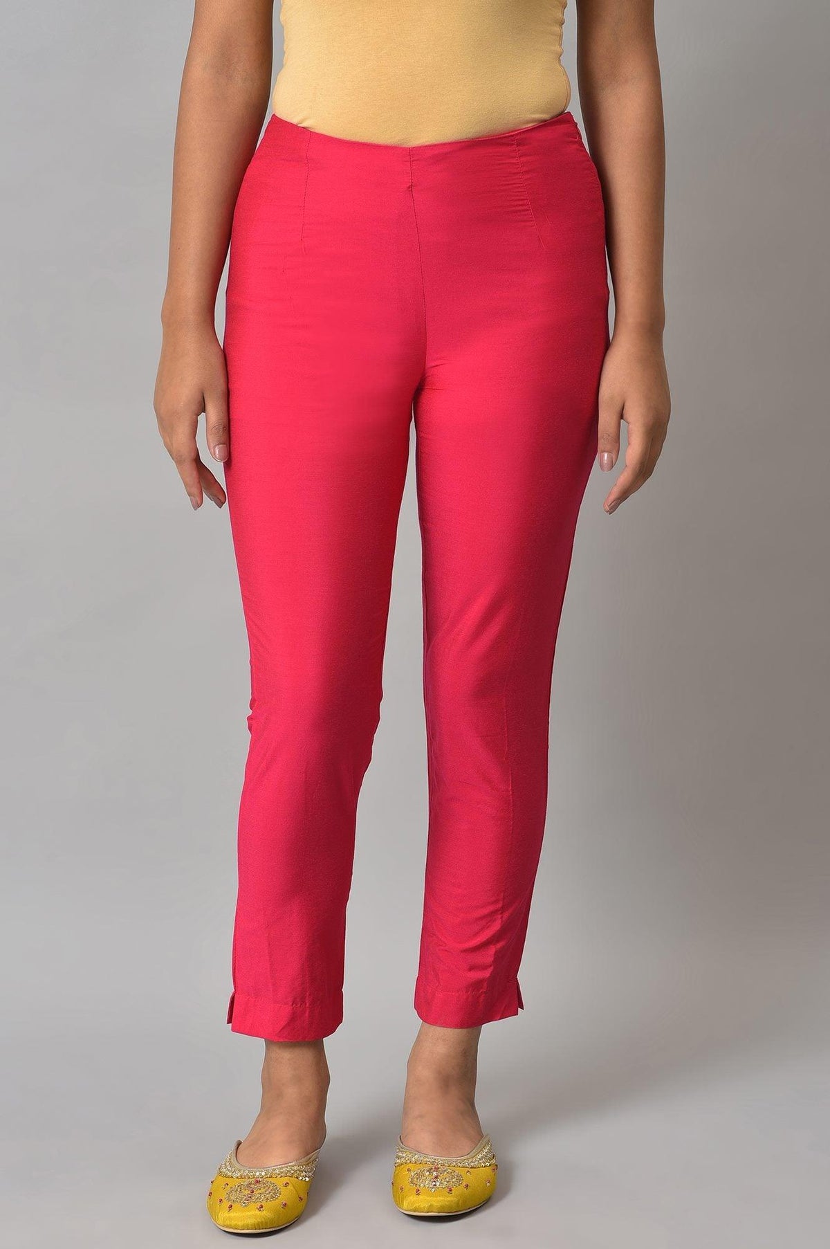 Dark Pink Women Slim Pants - XS