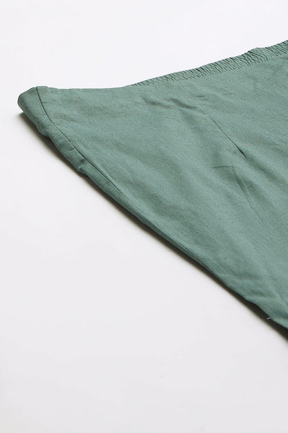 Plus Size Aqua Blue Cotton Blend Slim Pants - wforwoman