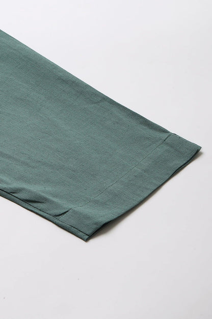 Plus Size Aqua Blue Cotton Blend Slim Pants - wforwoman