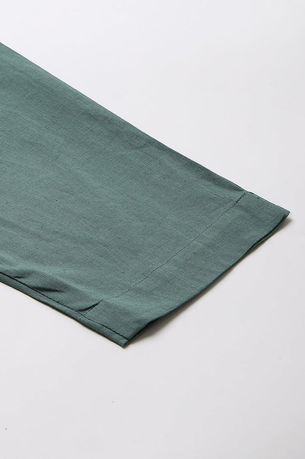 Plus Size Aqua Blue Cotton Blend Slim Pants