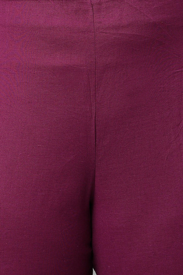 Plus Size Orchid Purple Cotton Blend Slim Pants