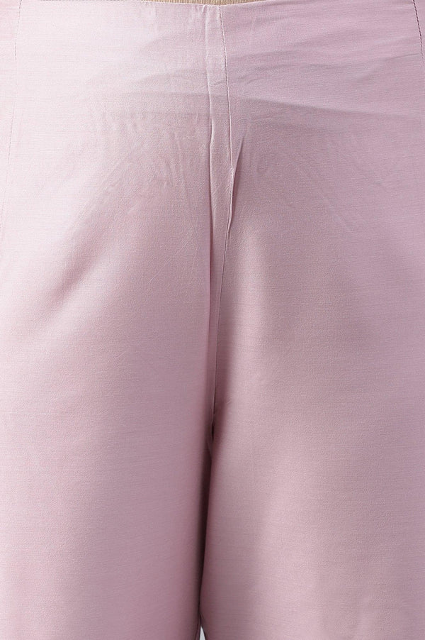 Light Pink Solid Women Plus Size Slim Pants