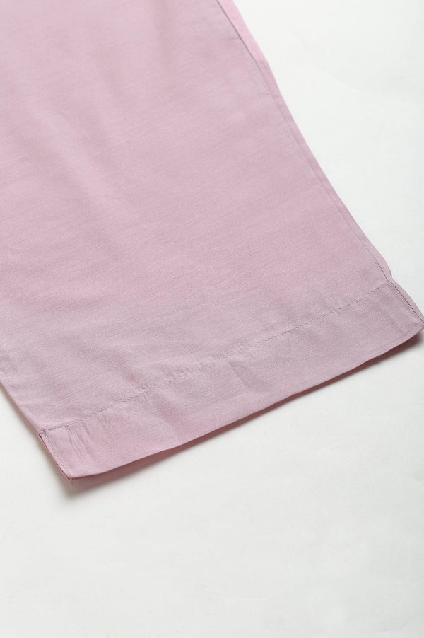 Light Pink Solid Women Plus Size Slim Pants