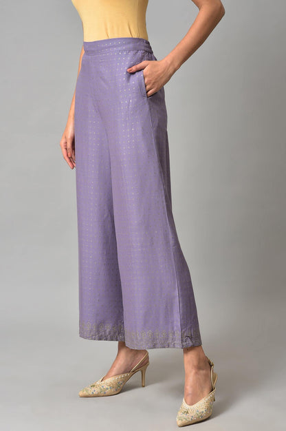 Purple Glitter Printer Pants - wforwoman