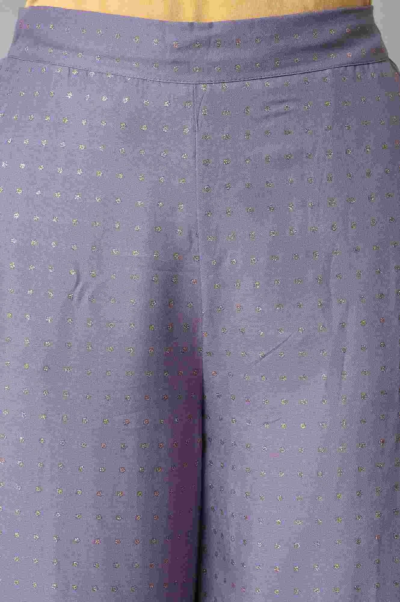 Purple Glitter Printer Pants - wforwoman