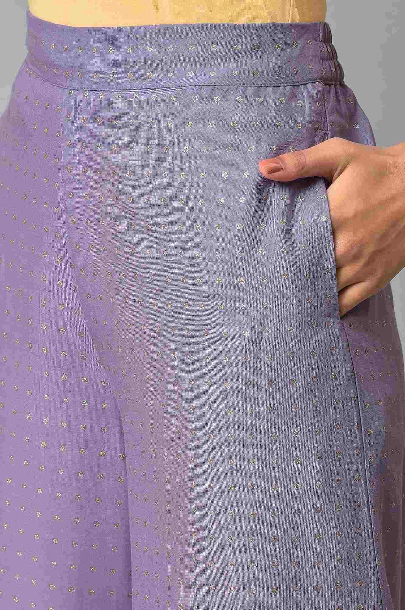 Purple Glitter Printer Pants - wforwoman