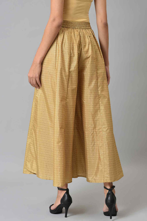 Gold Solid Poly Shantung Women'S Culottes