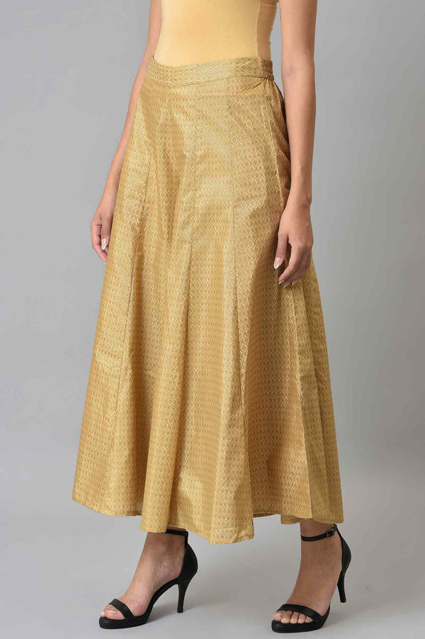 Gold Solid Poly Shantung Women'S Culottes