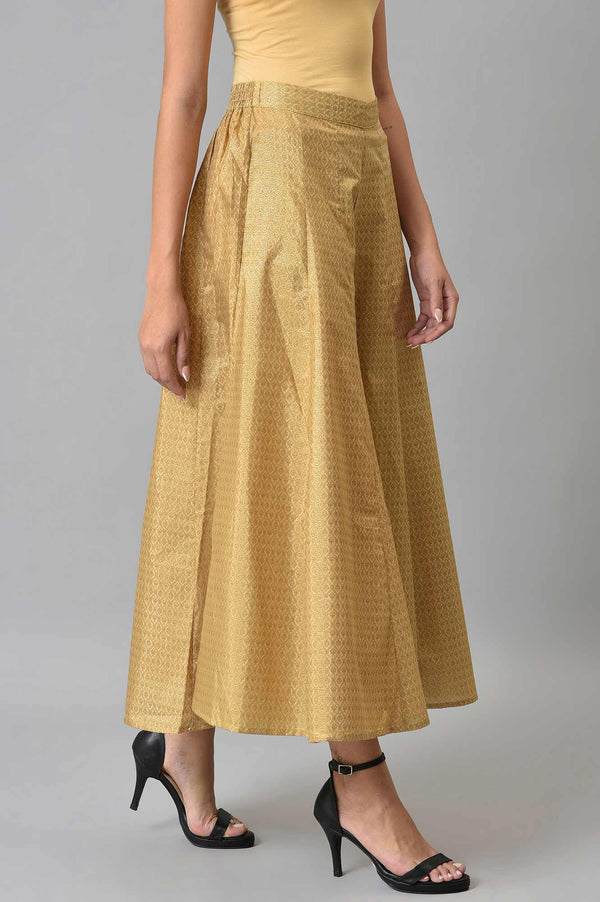 Gold Solid Poly Shantung Women'S Culottes