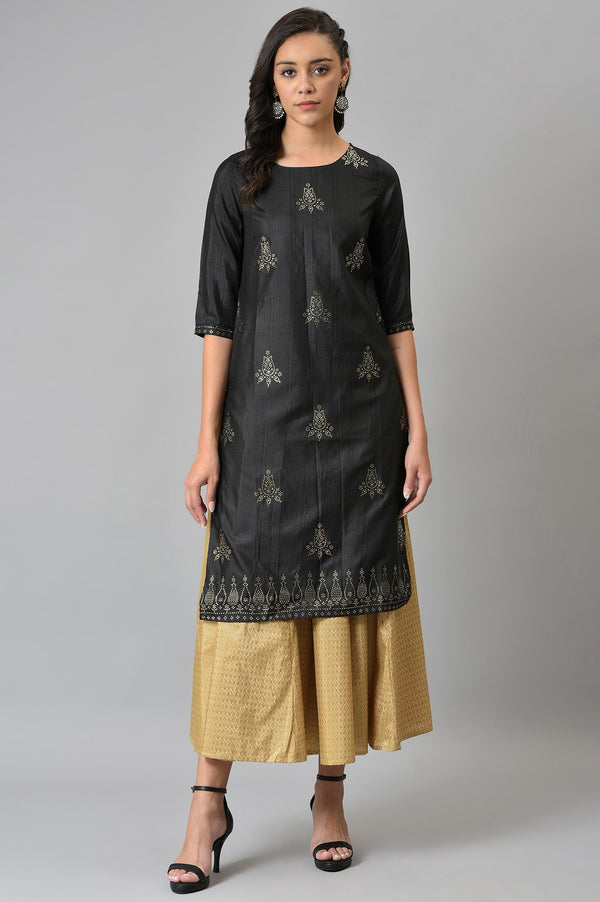 Gold Solid Poly Shantung Women'S Culottes