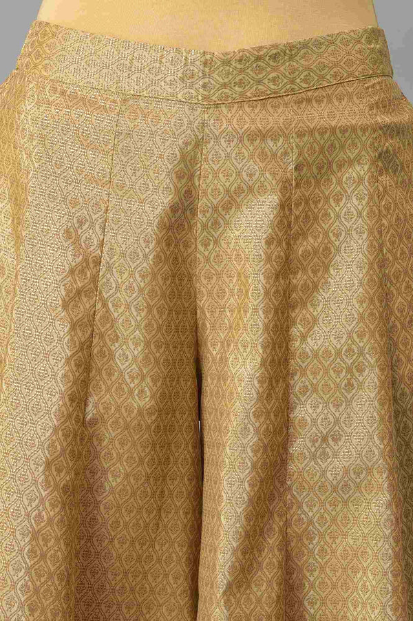 Gold Solid Poly Shantung Women'S Culottes
