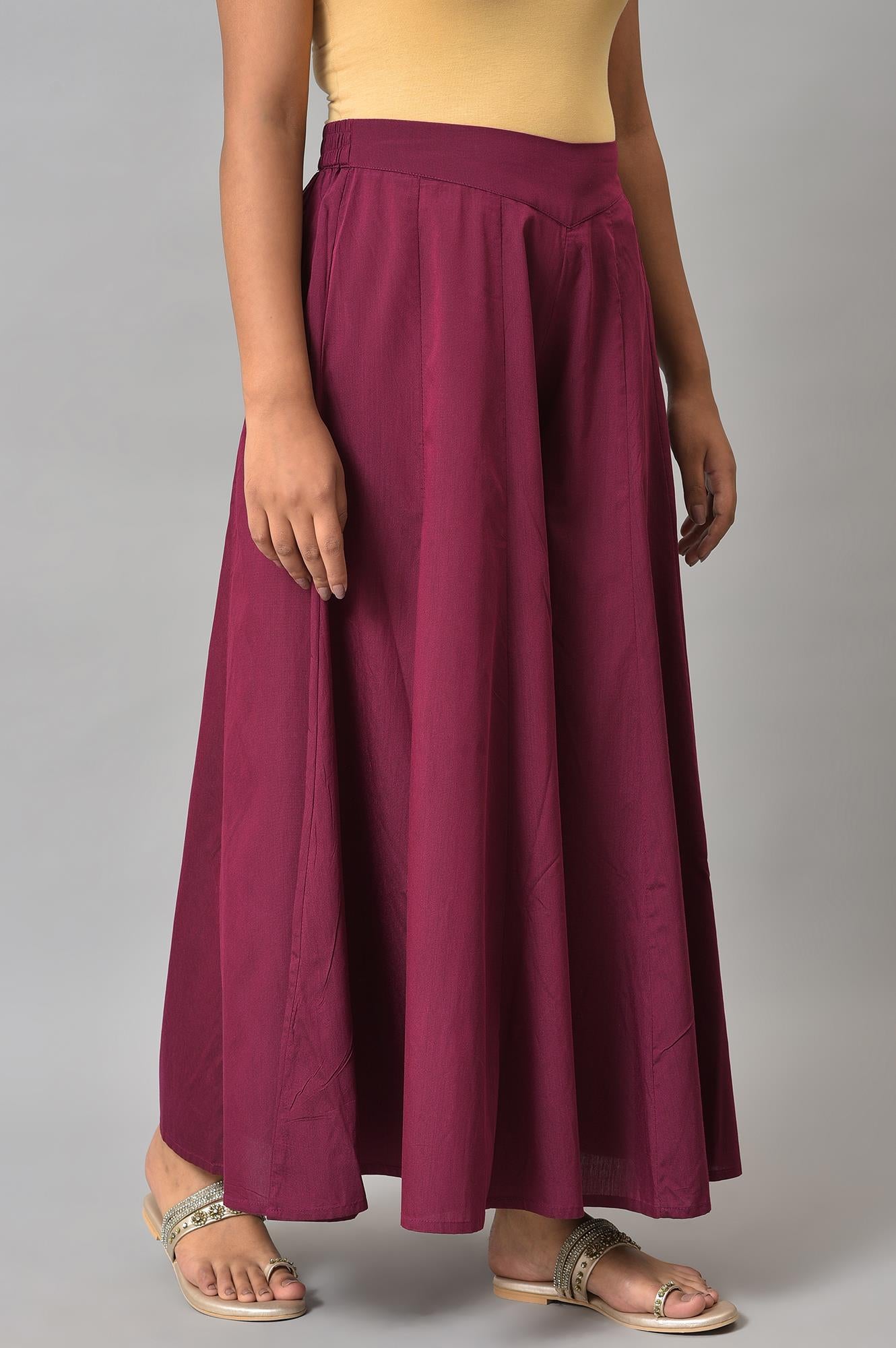 Purple Solid Women Culottes