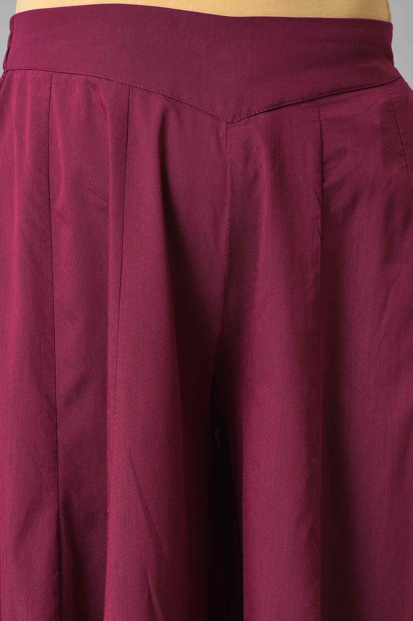 Purple Solid Women Culottes