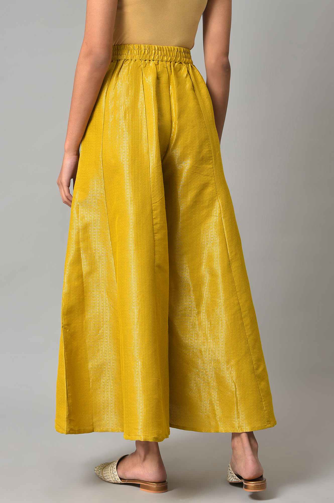 Yellow Jacquard Festive Culottes